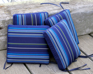 Beautiful striped seat cushions on dock