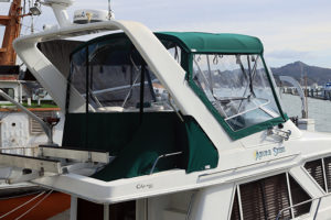 green powerboat enclosure aft