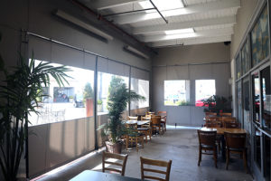 Inside cafe enclosure