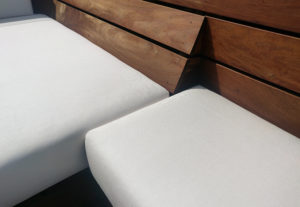 sleek outdoor bench cushions detail
