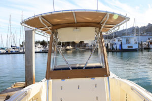 tan laced bimini powerboat enclosure