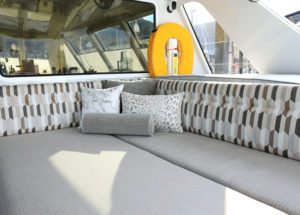 corner boat seat cushion with pillows