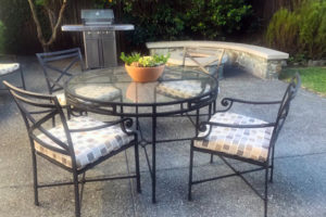 cute dining set with patterned cushions