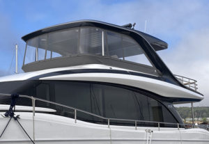 black powerboat enclosure