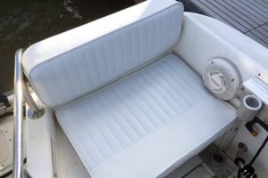 White upholstered boat seat