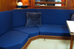 Interior boat cushions with piping