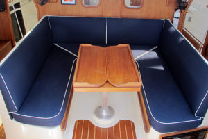 Interior sailboat cushions with piping