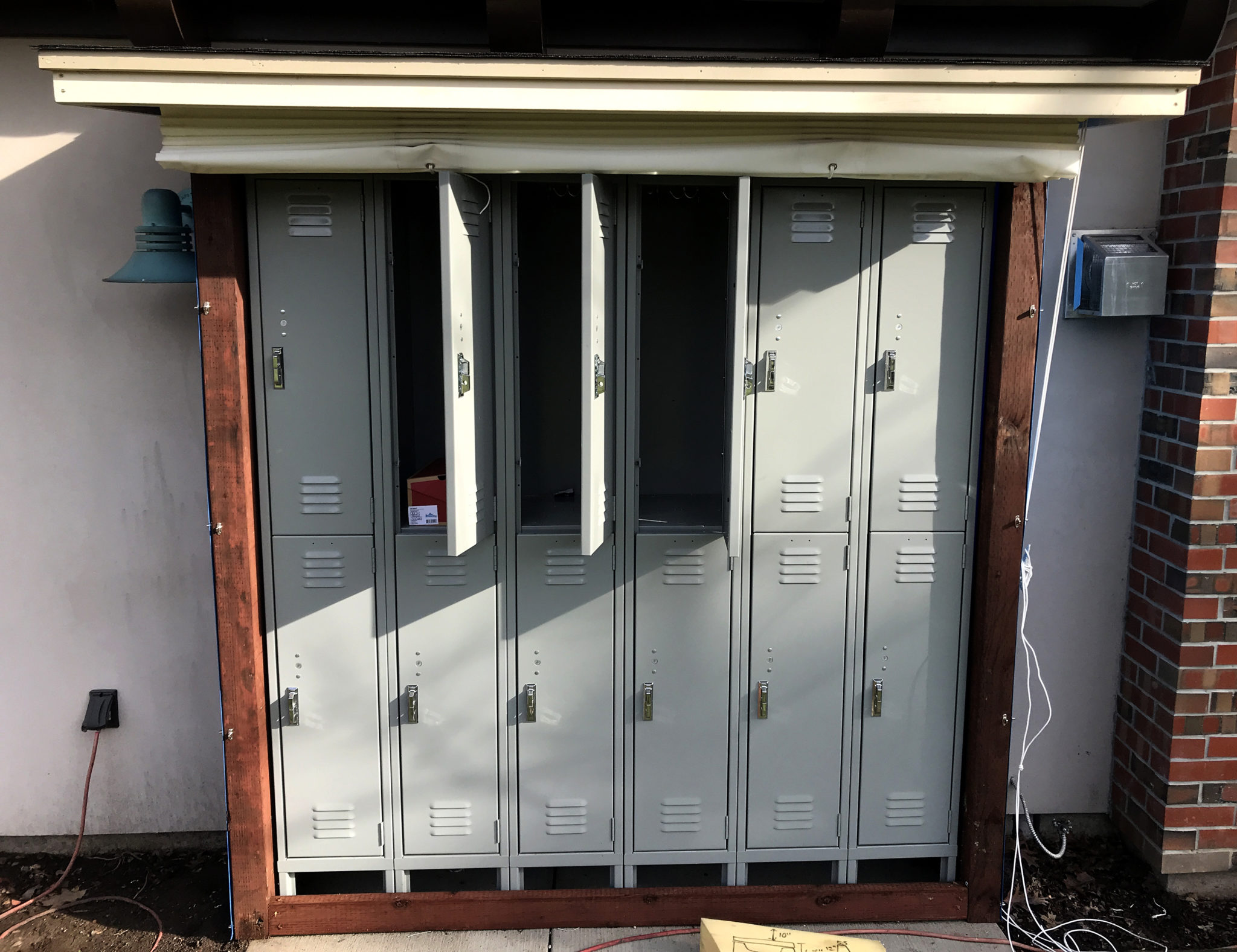 Lockers before front The Canvas Works, Sausalito, San Francisco