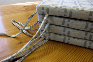 Pattern chair cushions with ties
