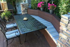 Custom striped dining bench cushion