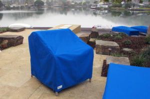 Blue sunbrella patio chair cover