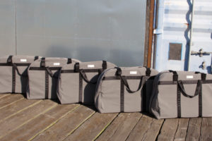 Set of 5 custom gray and lack folding bike bags