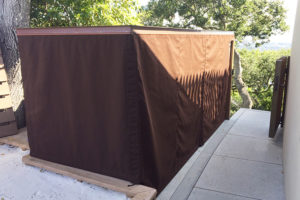 Moterized escalator cover brown