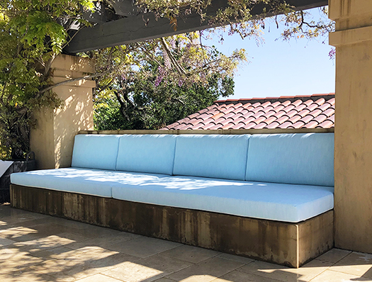 blue outdoor patio bench cushions
